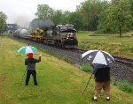 NS 9972 leads its high / wide cargo east over the LEHL on a rainy day